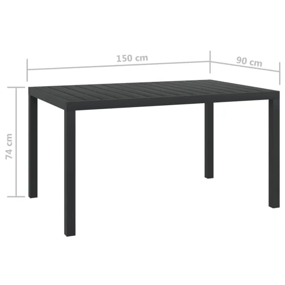 Masă Grădină Aluminiu WPC 150x90 cm - Negru Rezistent