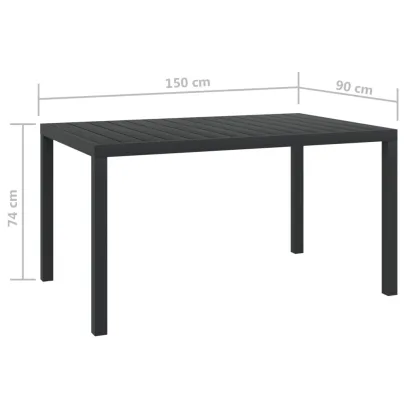 Masă Grădină Aluminiu WPC 150x90 cm - Negru Rezistent