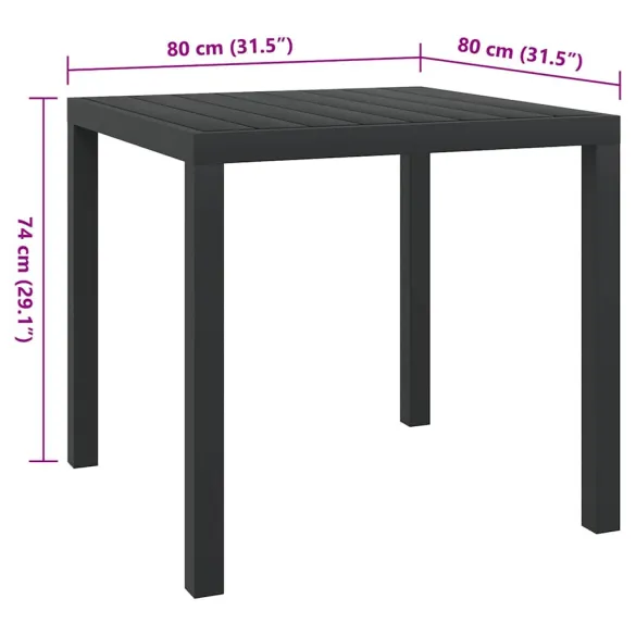 Masă Grădină Aluminiu și WPC - Negru 80x80 cm Masă Grădină Aluminiu și WPC - Negru 80x80 cm