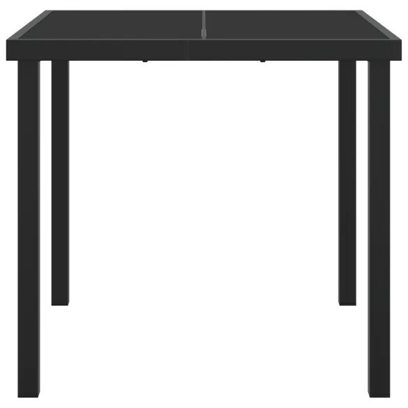 Masă Grădină Pătrată Negru 80x80 cm - Sticlă Securizată | Livrare Gratuită