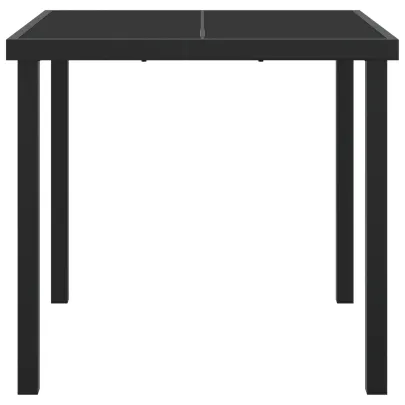 Masă Grădină Pătrată Negru 80x80 cm - Sticlă Securizată | Livrare Gratuită