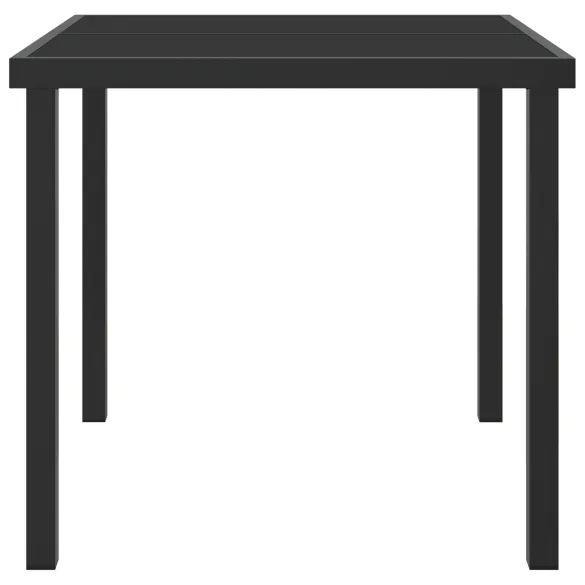 Masă Grădină Pătrată Negru 80x80 cm - Sticlă Securizată | Livrare Gratuită
