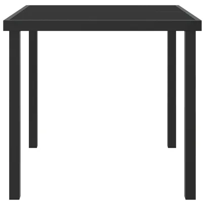 Masă Grădină Pătrată Negru 80x80 cm - Sticlă Securizată | Livrare Gratuită