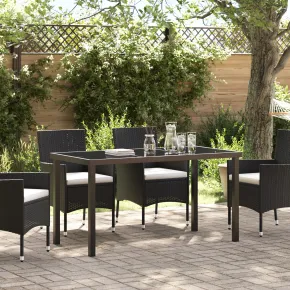 Masă Grădină Modernă Negru 140x80 cm - Sticlă Securizată