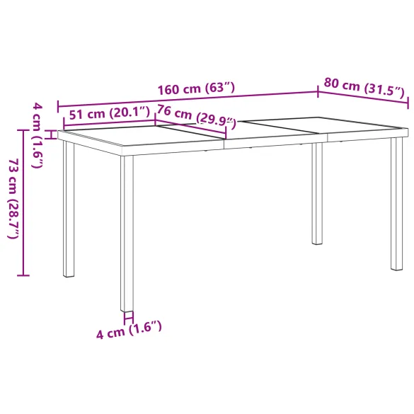 Masă Grădină Modernă 160x80 cm - Sticlă Securizată | Livrare Gratuită