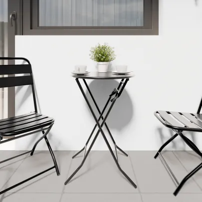 Masă Pliantă Grădină Antracit Ø50 cm Oțel | Livrare Gratuită