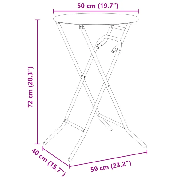 Masă Pliantă Grădină Antracit Ø50 cm Oțel | Livrare Gratuită