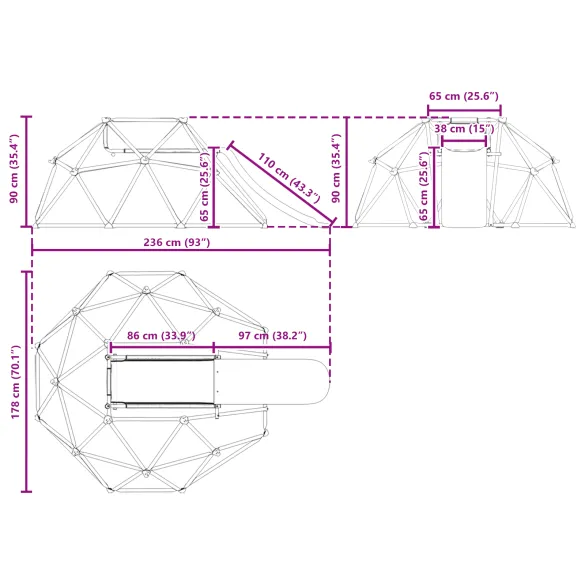 Dome Escaladă Copii cu Tobogan | 200 kg Capacitate | Exterior