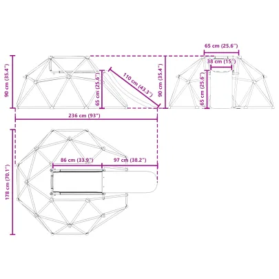 Dome Escaladă Copii cu Tobogan | 200 kg Capacitate | Exterior