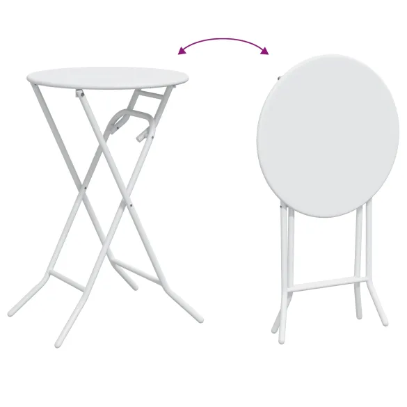 Masă Grădină Pliantă Albă Rotundă Oțel | Livrare Gratuită