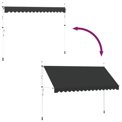 Copertină Retractabilă Manuală Antracit 400 cm | Livrare Gratuită