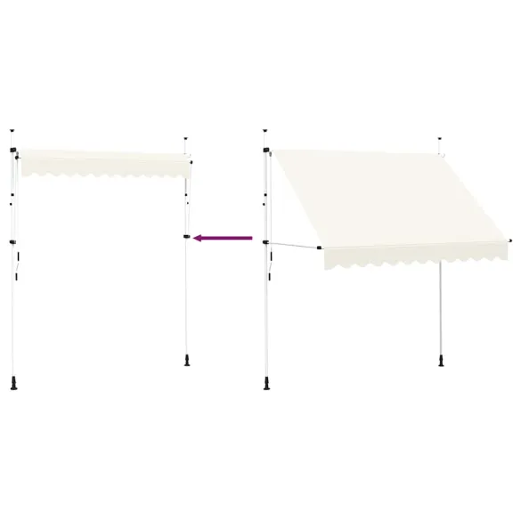 Copertină Retractabilă Manuală - 250 cm - Culoare Crem