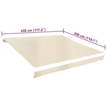 Pânză de copertină crem 450x300 cm - Rezistentă la UV și apă