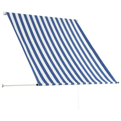 Copertină Retractabilă 150x150 cm - Albastru și Alb | Livrare Gratuită