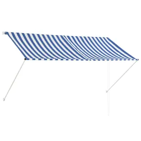 Copertină Retractabilă 250x150 cm - Albastru și Alb | Livrare Gratuită 2