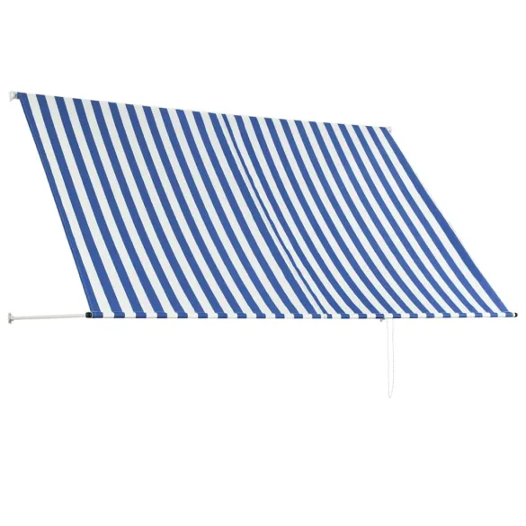 Copertină Retractabilă 250x150 cm - Albastru și Alb | Livrare Gratuită