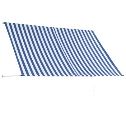 Copertină Retractabilă 250x150 cm - Albastru și Alb | Livrare Gratuită
