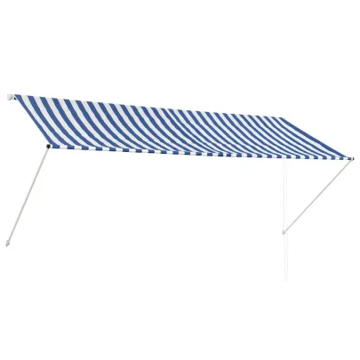 Copertină retractabilă - albastru și alb - 300 x 150 cm
