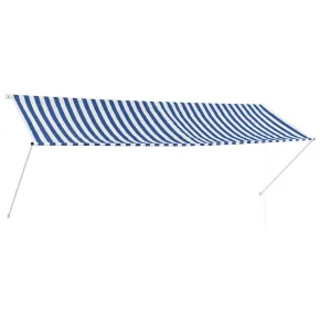 Copertină retractabilă 350x150 cm - Albastru și alb