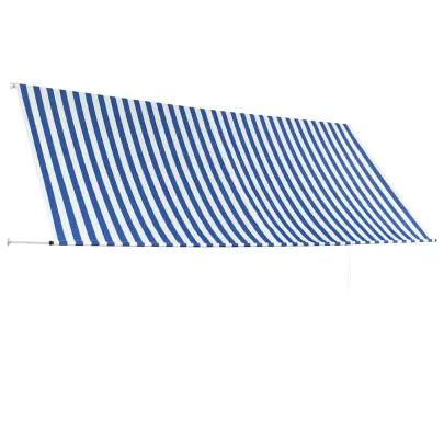 Copertină retractabilă 350x150 cm - Albastru și alb