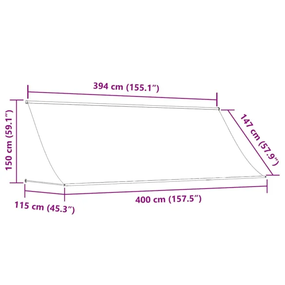 Copertină Retractabilă 400x150 cm - Albastru și Alb
