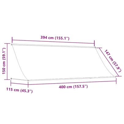 Copertină Retractabilă 400x150 cm Galben-Alb | Livrare Gratuită