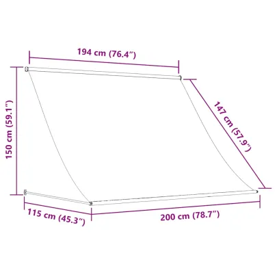 Copertină Retractabilă Antracit 200x150 cm - Rezistentă