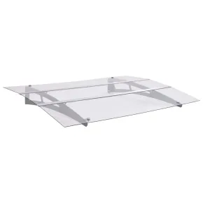 Baldachin Ușă PET Argintiu Transparent 150x90 cm | Livrare Gratuită