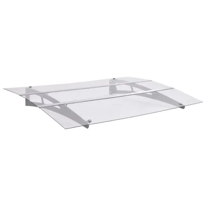 Baldachin Ușă PET Argintiu Transparent 150x90 cm | Livrare Gratuită