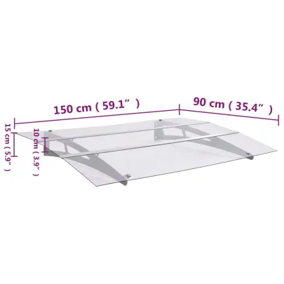 Baldachin Ușă PET Argintiu Transparent 150x90 cm | Livrare Gratuită