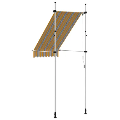 Copertină retractabilă manual - 100 cm - Galben și Albastru