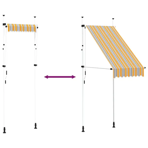 Copertină retractabilă manual - 100 cm - Galben și Albastru