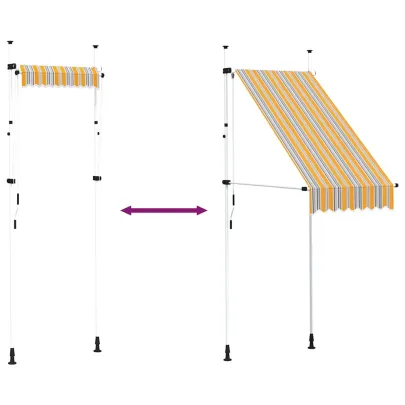 Copertină retractabilă manual - 100 cm - Galben și Albastru