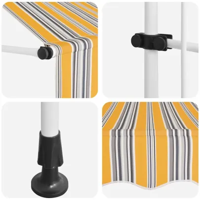 Copertină retractabilă manual - 100 cm - Galben și Albastru