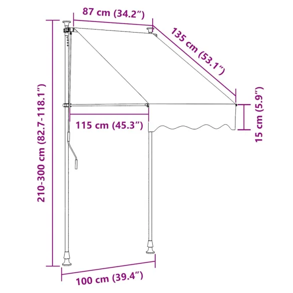 Copertină Retractabilă Manuală - 100 cm - Livrare Gratuită