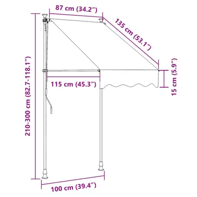 Copertină Retractabilă Manuală 100cm - Portocaliu/Maro