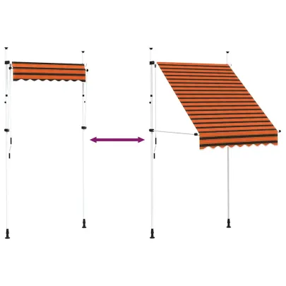 Copertină Retractabilă Manuală - Portocaliu/Maro - 150 cm