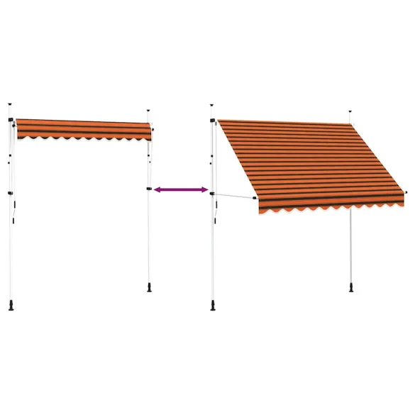 Copertină retractabilă manual 250 cm - Portocaliu/Maro