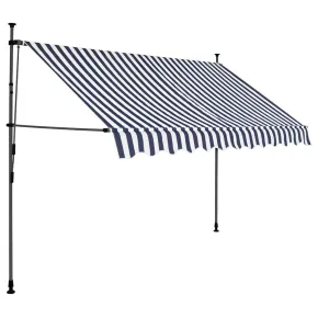 Copertină retractabilă manual cu LED - 250 cm, albastru și alb 2