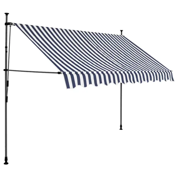 Copertină retractabilă manual cu LED - 250 cm, albastru și alb