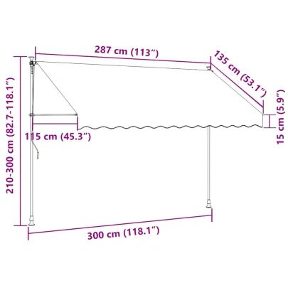 Copertină retractabilă manuală cu LED - 300 cm | Livrare gratuită