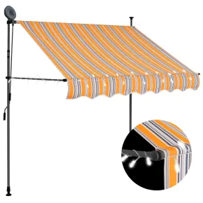 Copertină Retractabilă Manuală cu LED Solar - Galben/Albastru