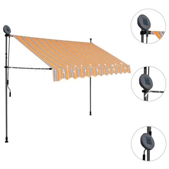 Copertină Retractabilă Manuală cu LED Solar - 250 cm