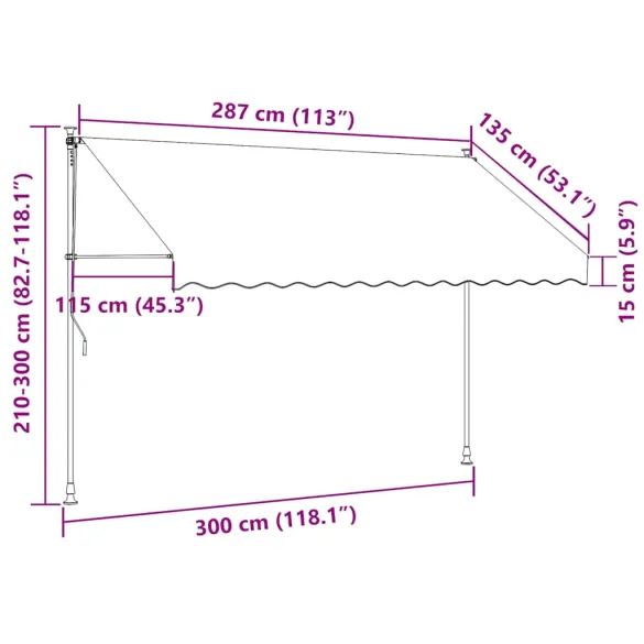 Copertină retractabilă manuală cu LED - 300 cm | Livrare gratuită