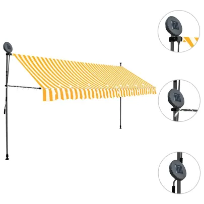 Copertină retractabilă manual cu LED solar - 400 cm