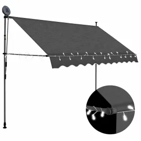 Copertină retractabilă manual cu LED - Antracit 300 cm