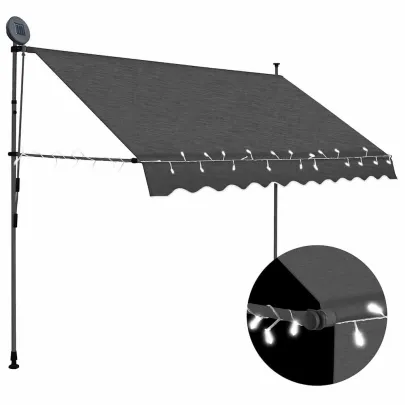 Copertină retractabilă manual cu LED - Antracit 300 cm
