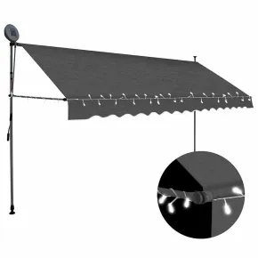 Copertină Retractabilă Manuală cu LED - Antracit, 350 cm