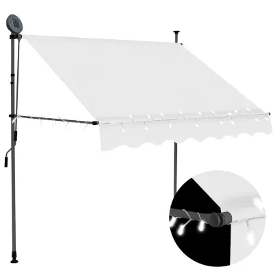 Copertină retractabilă manual cu LED - Crem - 150 cm