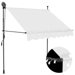 Copertină retractabilă manual cu LED crem - 200 cm